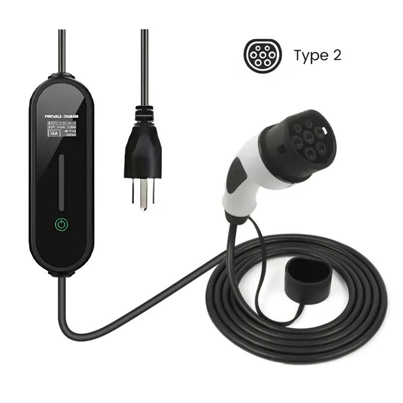 Тип 2 32A экранный дисплей портативный зарядное устройство AC EV для защиты от температуры