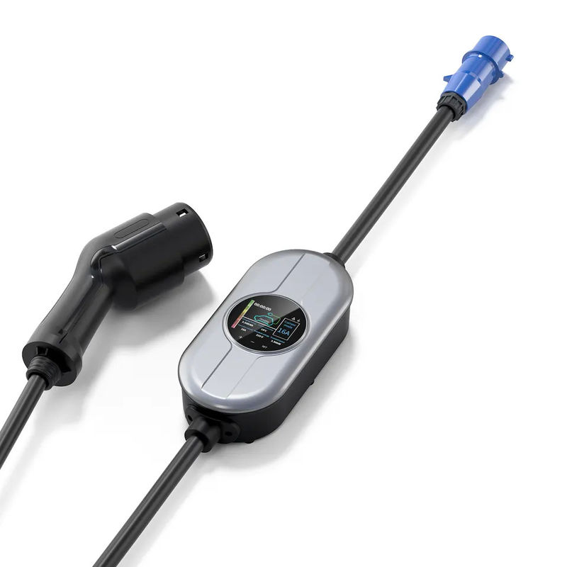 Заряжатель AC EV лампы OLCD IEC типа 2 регулируемый настоящий пилотный портативный водоустойчивый