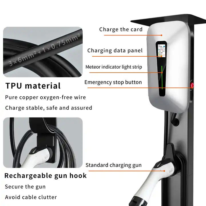 Type1 и Type2 RFID LCD Screen Wall EV Charger для всех электромобилей